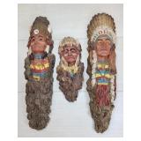 3 Native American Wall Plaques Approx. 15"