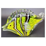 Dynasty Gallery Yellow/Black Fish Art Glass 9" x5"