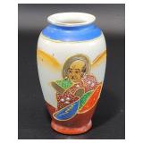 Small Vintage Hand Painted Asian Vase