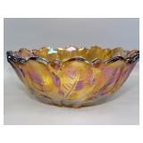 Vintage Carnival Glass Leaf Bowl