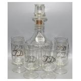 6 Glass Goblets "TD