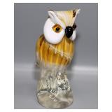 Art Glass - Yellow Owl Paperweight