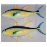 2 Hand Painted Yellow Tail Fish Wall Mounts