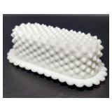 Vintage Fenton Hobnail Covered Butter Dish