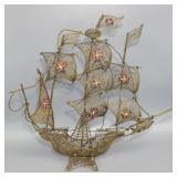 Vintage Brass Filigree and Wire Galleon Ship