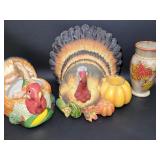 Fall Decor- Ceramic Turkey Basket Vase Etc.