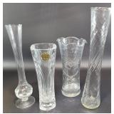 4 Crystal Glass Vases Multiple Sizes