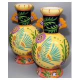 2 Vintage Colorful La Paloma Vases