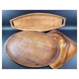 3 Vintage Wood Serving Trays