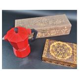 Floral Engraved Wooden Box 1906 - Box Etc.