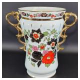 Vintage Porcelain Floral Double Handle Vase