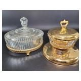 Brass Footed Dish and Candle Light Container