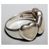 925a Silver Marked Heart Ring Size 8