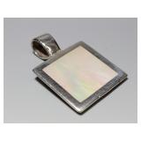 925 Sterling Silver Mother of Pearl Square Pendant