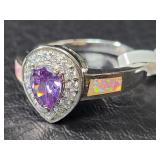 Sterling Silver and Amethyst Ring Size 8