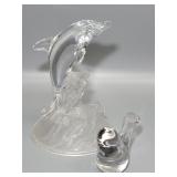 Crystal Glass Dolphin & Bird Figurine