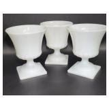 3 Milk Glass Grecian Urn Style Vases