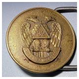 Vintage Masonic Belt Buckle Brass
