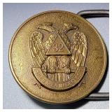 Vintage Masonic Belt Buckle Brass