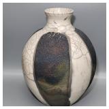 Vintage Raku Crackled Ceramic Vase