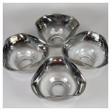 4 vintage glass bowls with silver tinted trim