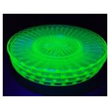 4 uranium green glass plates -  hazel atlas