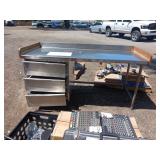 BuTCHER BLOCK TABLE W/STAINLESS COVER
