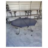 BLUE FOLDING OCTAGON DINING TABLE