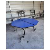BLUE FOLDING OCTAGON DINING TABLE