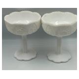 Four Milk Glass Compote Dishes