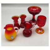 Amberina Pilgrim Glass and More, 6-Piece Lot