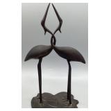 Brass Cranes on Lily Pads Sculpture