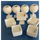 Milk Glass Lot with Westmoreland Hobnail Vases