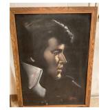 Velvet Elvis Portrait With Carved Wood Frame