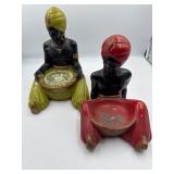 MCM Blackamoor Sitting Genie Figures