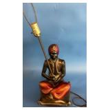 Blackamoor Chalkware Table Lamp with Genie Figure