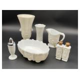 Fluorescing Milk Glass Lot,  Various Pieces