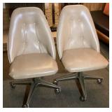 Chrome Craft Tan Vinyl Swivel Chairs