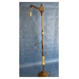 Art Deco Brass Floor Lamp With Jadeite Accents