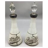 Flurescing Milk Glass Bottles with Silver Accents