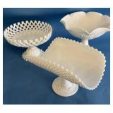 Milk Glass Pedestal Compote and Bowl Collection
