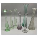 Fluorescing Depression Glass Bud Vases