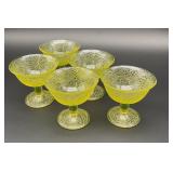 Fluorescing Vaseline Glass Dessert Bowls