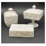 Fluorescing Westmoreland Milk Glass Dishes