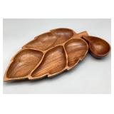 Monkey Pod Leaf Tray with Teak Bowl