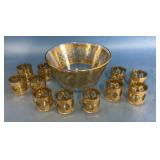Culver Valencia 22K Gold Punch Bowl Set