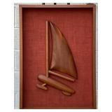 Solid Wooden Sailboat Sculpture by W. F. Wanezek