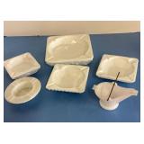 Fluorescing Westmoreland Milk Glass Ash Trays