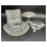 Manganese Fluorescing Clear Pressed Glass Lot