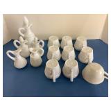 Fluorescing Westmoreland Milk Glass, Teacups